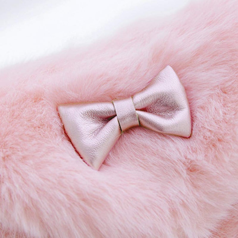 Fakeface Kids Girls Toddlers Lovely Bowknot Hairy Mini Shoulder Bags Crossbody Bags Cell Phone Case Holder Small Purse Clutch Cross Body Handbags for 1-5 Yrs, Great for Birthday Christmas - Image 5